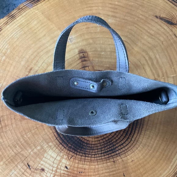 Portland Leather Goods Mini Crossbody Tote Bag w/ 2 Straps Groupie Gray - Picture 6 of 12